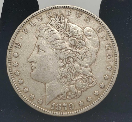 1879 Morgan silver dollar 90% full face & date