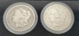 Morgan dollars lot 2 historic us silver dollar collector box 1.5 troy oz set