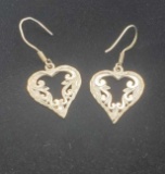 Antique sterling silver heart shaped earrings perfect condition