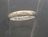 Sterling silver I love you to the moon and back ring antique