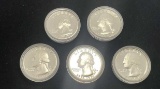 5 40% silver proof Washington quarters nice cameos in plastic collector coins