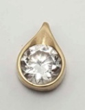 14kt yellow gold pendant with huge fantasy diamond white stunner 2.1 grams