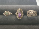 3 silver ring's with set stones