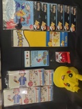 Pokemon set (book, wall decals, hats, party games, speaker)