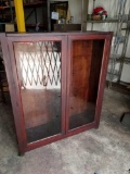 Vintage Wood Glass Door Cabinet