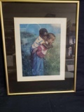 Lot of 3 Framed Artwork 2 boys in the grass. Family gathering by Joysmith. Beauty Shop