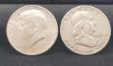 1964 Kennedy & 1951 Eisenhower silver halfs