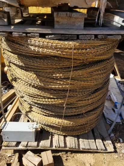 Pallet of Rolled up Razor Wire