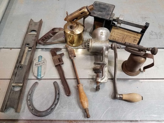 Antique Tools Torches Scale Grinder