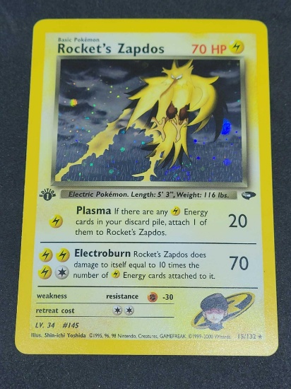 Pokemon card 1st edition Rockets Zapdos holo