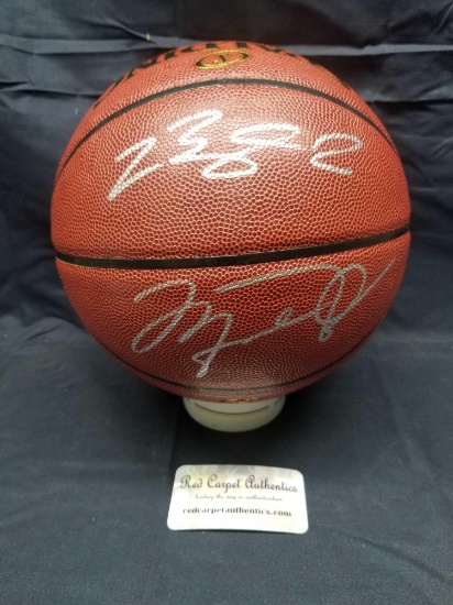 Michael Jordan Lebron James Signed Basketball COA