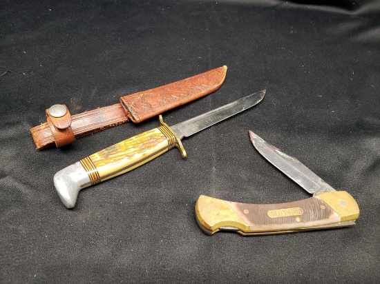 Antler western Boulder CO Handle knives. Old timer Pocket knife