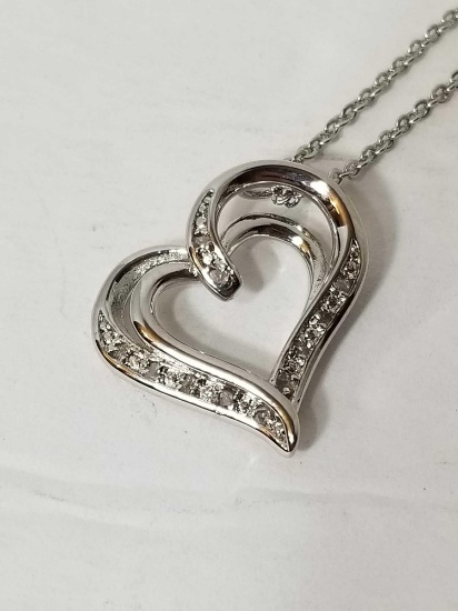 10 Diamond Natural Rose Cut Diamond Heart Necklace