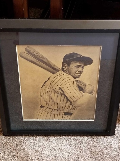 1966 Babe Ruth Print Framed