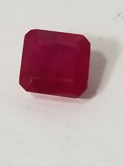 3.87 Ct Natural Red Square Cut Ruby GGL Cert