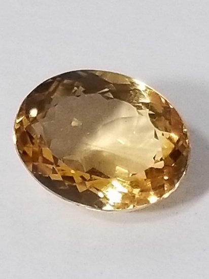 11.97 Ct Natural Yellow Oval Cut Citrine GGL Cert