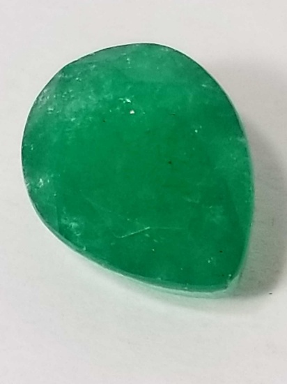 10.97 Ct Natural Green Pear Cut Emerald GGL Cert