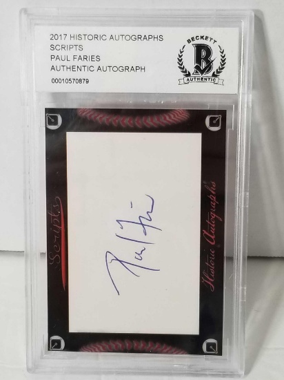 2017 Historic Autographs Paul Faries Beckett Authentic