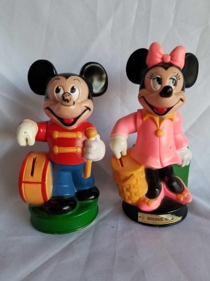 Vintage Disney Mickey and Minnie Animal Toys Bank 2 Units