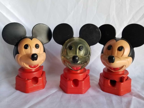 1968 Hasbro Disney Mickey Mouse Gumball Machine 3 Units