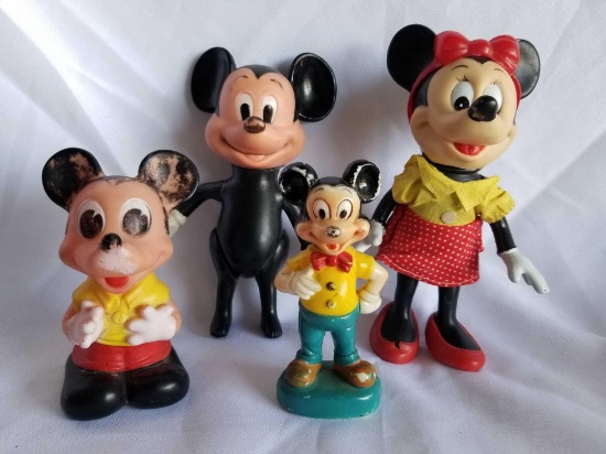 Vintage Disney Mickey and Minnie Mouse Figures 4 Units