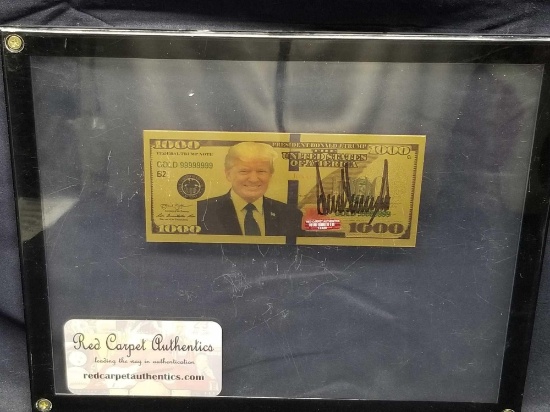 Donald Trump Signed Gold Trump Note COA