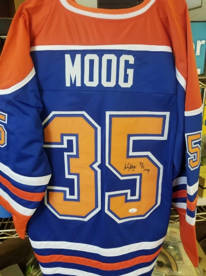 Andy Moog Oilers Signed Jersey COA