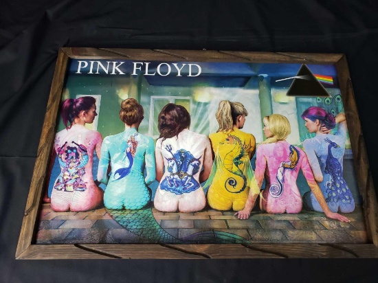 Framed painting of Pink Floyds Dark side of the moon. With Body painted girls.