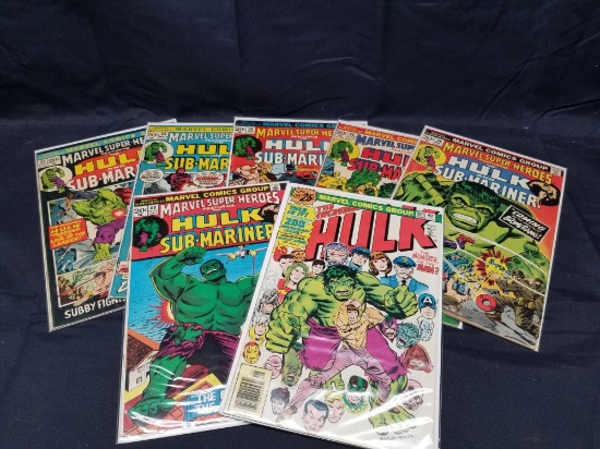 Vintage Marvel Hulk and Sub Mariner Comics 7 Units