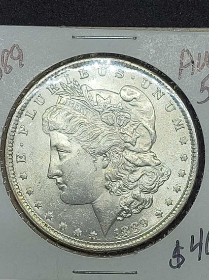 1889 Morgan silver dollar AU 55