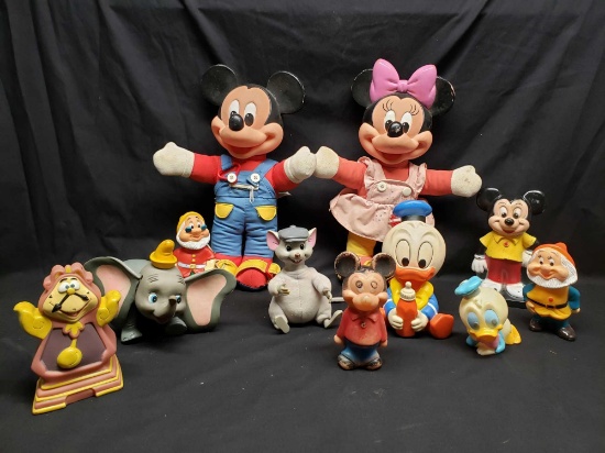 Vintage Disney Rubber and Plastic toys. Mickey & Minnie Mouse.