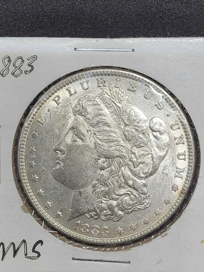 1883 Morgan silver dollar MS 90% frosty coin