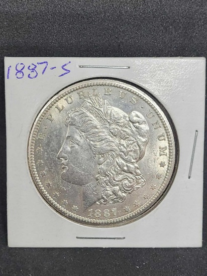 1887-s Morgan silver dollar Frosty BU coin 90%silver