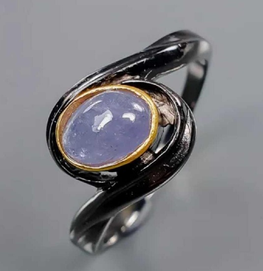 Tanzanite ring designer new set in sterling silver 2+ct antiqued finish high end