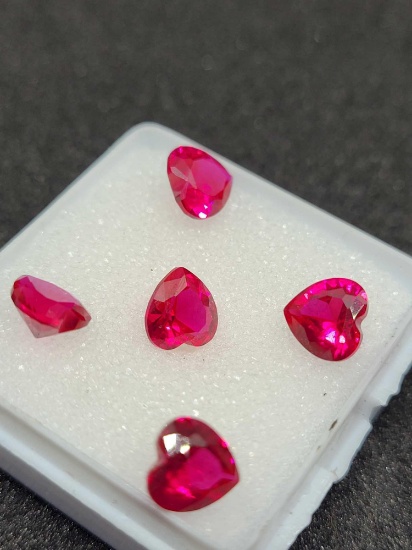 Natural ruby gemstone lot 7.06ct heart cut 7 stones