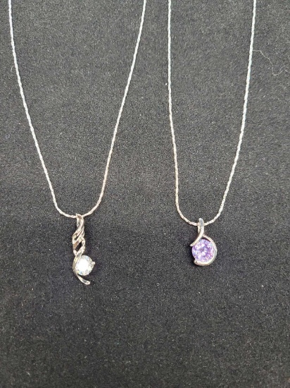 2 necklaces with stones set pendant