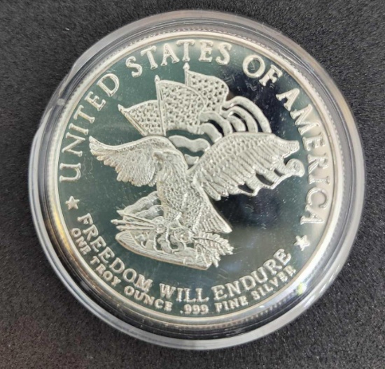Silver freedom will coin one troy oz .999 fine silver