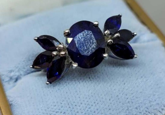 Kanchinburl Sapphire ring natural gemstone huge ring 5+ct set in sterling silver designer new