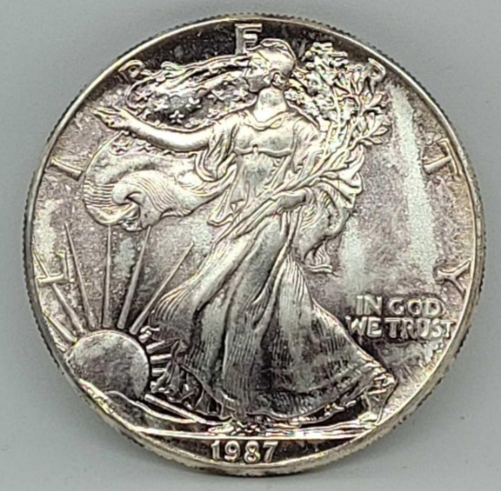 1987 walking liberty silver dollar 1oz fine silver