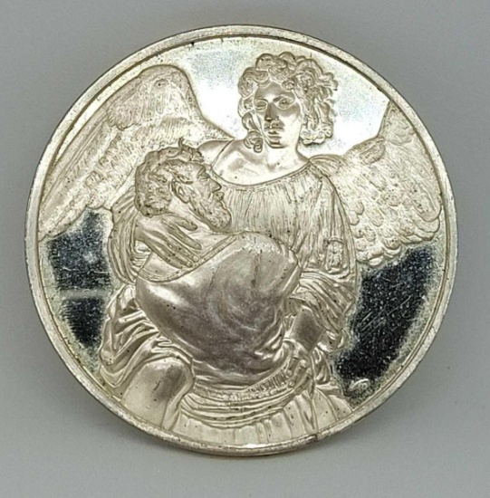 Jacob wrestling with the angel silver coin