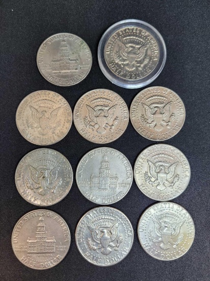 Kennedy half dollar 11 coins 1971-1996