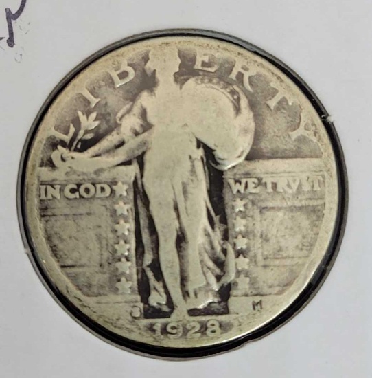 Standing quarter 1928 s vf+++ hard to find beauty full date nice san fran mint lady beauty