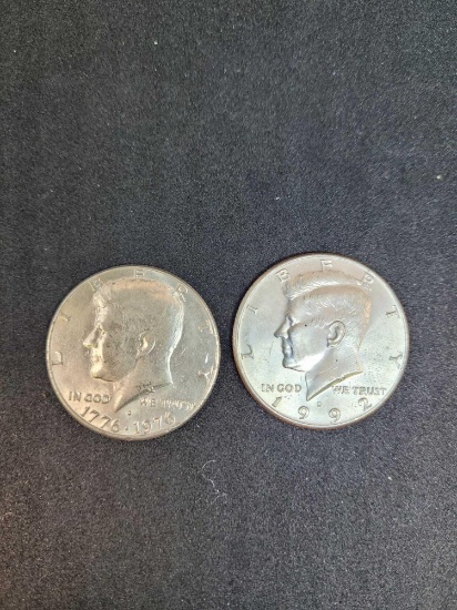 Kennedy half dollar's 1976 and 1992 2 coins