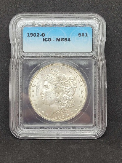 1902-O Morgan silver dollar MS64 ICG slabed coin