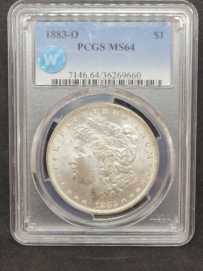 1883-o Morgan silver dollar MS64 PCGS coin