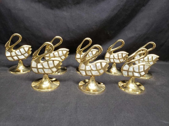 Beautiful Goldtone and inlaid Swans