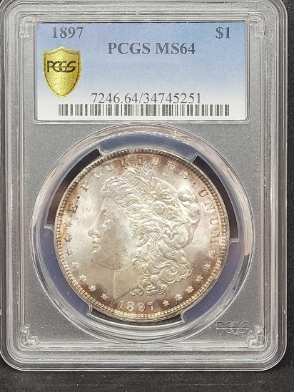 1897 Morgan silver dollar MS64 PCGS slabed