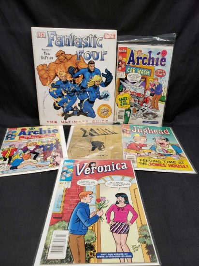 Fantastic Four the Ultimate guide. X men Dawn of the age of Apocalypse. Archie comics