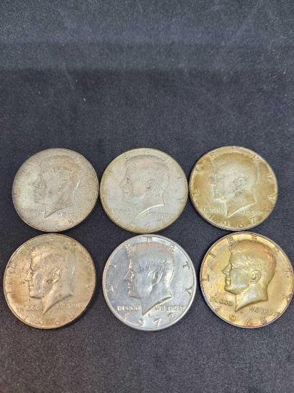 Kennedy half dollar lot 6 coins