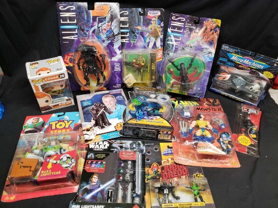 Mixed Action figure lot. Pop Conan, Buzz lightyear. Judge Dredd, Aliens and more